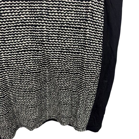 Ann Taylor Loft Womens Black Ivory Print Sheath Pleated Neck Knit Dress sz M - Picture 11 of 16